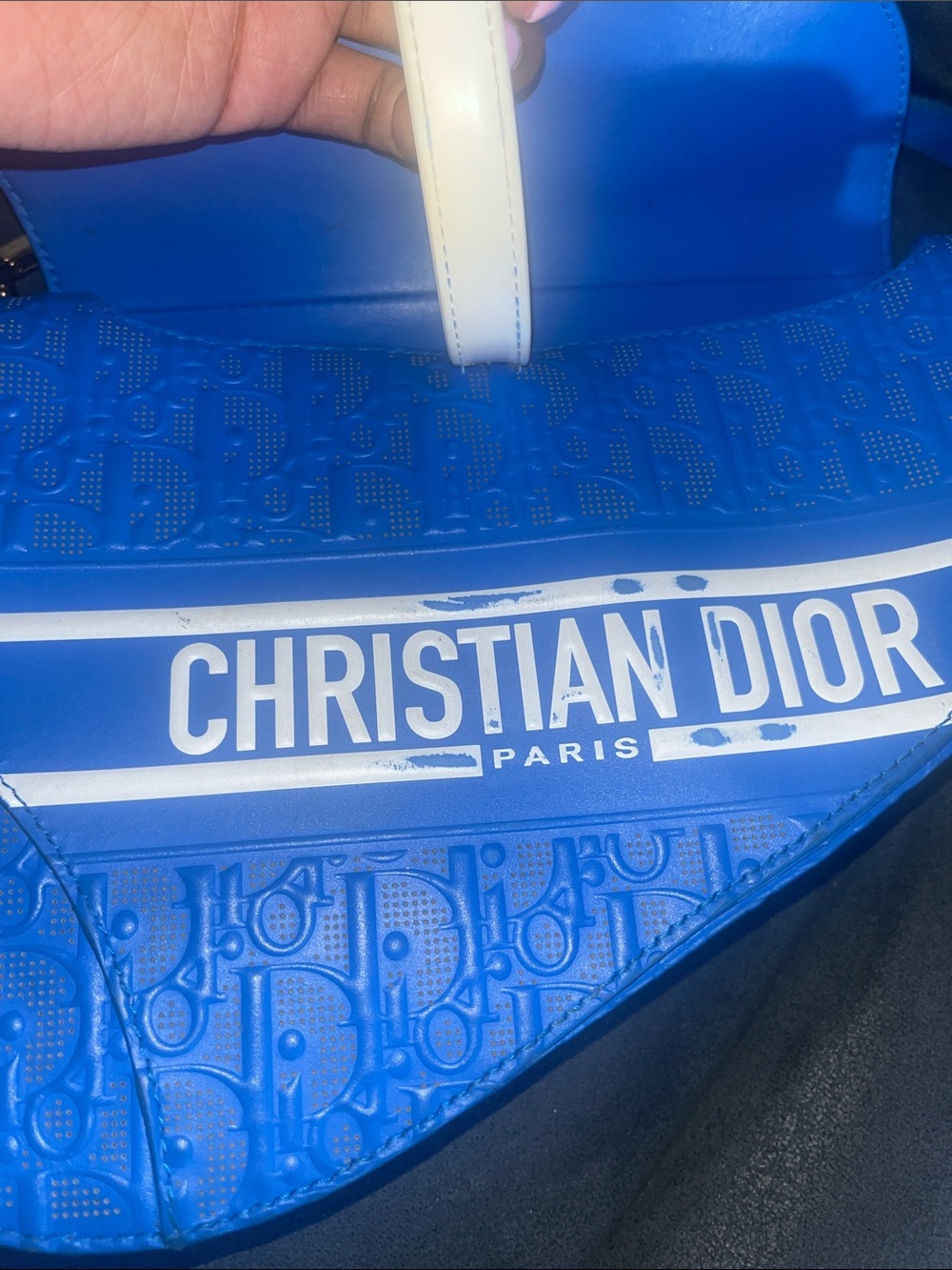 Dior Blue and White Saddle Shoulder Bag - Picture 8 of 15
